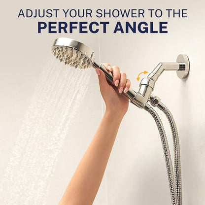 HammerHead Showers® Solid Metal Handheld Shower Head Holder - Matte Black - Adjustable Shower Wand Holder with Universal Wall Hook Bracket and Brass Pivot Ball - Hand Held Shower Head Holder - color: Matte Black