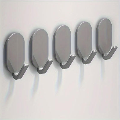5Pcs Strong Adhesive Towel Hooks - No Drill Wall Door Mount, No Residue Hangers for Bathroom Toilet