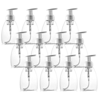 Bekith 12 Pack Foaming Soap Dispenser Pump Bottles, 8oz (250ml) Foaming Hand Soap Dispenser, Refillable Liquid Soap Foaming Dispenser, Empty Plastic Bottles for Kitchen, Bathroom, Commercial, Clear
