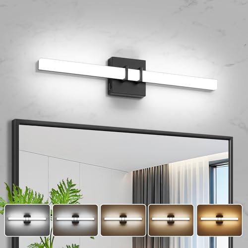 Modern Black Vanity Light Bar 24 Inch, 16W 5CCT Dimmable Bathroom Light Fixtures LED Wall Lighting Fixture - color: Black, size: 24 inch