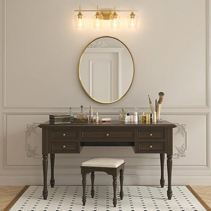VONLUCE 4 Light Bathroom Vanity Light Fixture,Brushed Gold | Wine Glass Shades, E26 Sockets, Easy to install, Vanity Lights for Bathroom Bedroom Hallway Living Room - color: Gold, size: 4-Light