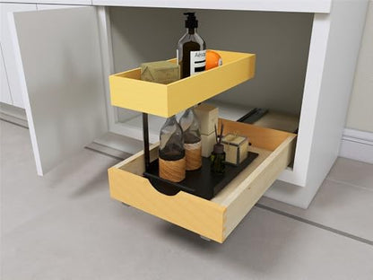 2-Tier Pull Out Drawer Organizer, Sliding Shelf Storage for Kitchen, Bathroom, Under Sink Cabinet (12" Width) - size: 12''W*18''D-B