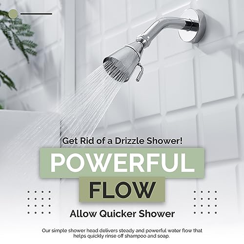 Angle Simple Shower Head High Pressure, Brass Shower Sprayer G 1/2, Chrome | High Flow Rinsing, Swivel Joint to Change Position, Adjustable Lever for Gentle Stream, Use in Bathroom or Outdoor - color: Chrome