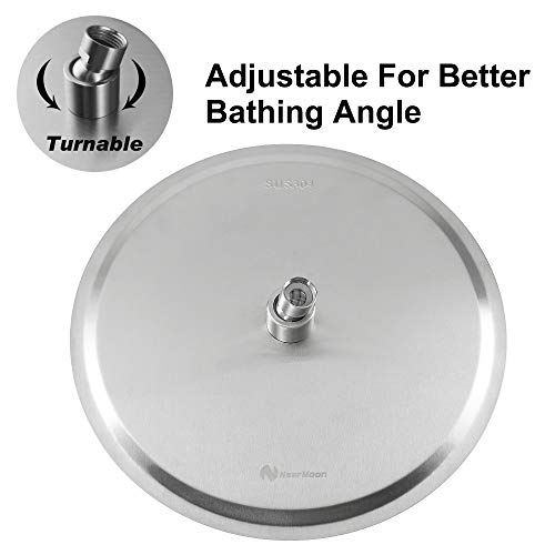 NearMoon Rain Shower Head, Ultra-Thin Design-Pressure Boosting, Awesome Some Experience, High Flow Stainless Steel Rainfall Head (12 Inch, Brushed Nickel) - color: Brushed Nickel, size: 12 Inch