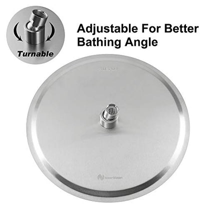 NearMoon Rain Shower Head, Ultra-Thin Design-Pressure Boosting, Awesome Some Experience, High Flow Stainless Steel Rainfall Head (12 Inch, Brushed Nickel) - color: Brushed Nickel, size: 12 Inch