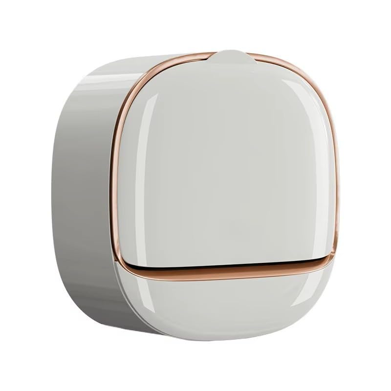 Modern Wall-Mounted Soap Holder White with Rose Gold Trim, Plastic Construction, Bathroom Drainage Design. (Locking Adhesive Strip Included)