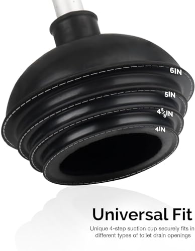 NEIKO 60166A Toilet Plunger with Patented All-Angle Design, Heavy-Duty Toilet Bowl Plunger with Aluminum Handle, Bathroom Necessity, Black, 1-Pack - size: 1 Pack, style: Plunger