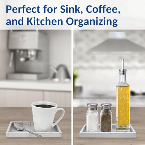 Countertop & Vanity Silicone Tray – 2 PC Small 7.7" Soap Tray | Kitchen Soap Tray Set, Dish Soap Tray for Kitchen Counter, Kitchen Sink Tray, Silicone Soap Dispenser Tray & Sponge Holder - color: Marble Design, size: 2 PC Small - 7"