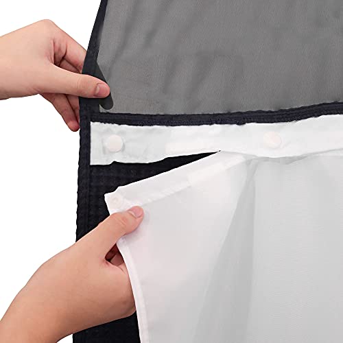 River Dream Cotton Blend Fabric Shower Curtain Set with Liner, Black, 71x86 | Waffle Weave, No Hook Needed, with Snap in Replacement Liner, Top Sheer Window, Hotel Quality for Bathroom, Extra Long - color: Black, size: 71"W x 86"L (Pack of 1)