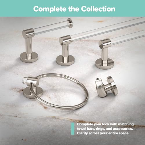Gatco 5723 Clarion Toilet Paper Holder | Wall Mount Bathroom Accessory, Modern Bathroom Toilet Paper Roll Holder | Crystal-Clear Acrylic & Polished Nickel Finish - color: Acrylic Polished Nickel