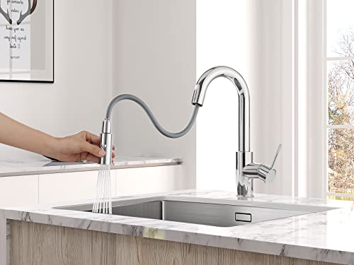 AS59CH Chrome Bar Faucet or Prep Kitchen Sink Faucet with Pull Down Sprayer and Single Handle - color: Chrome, style: Classic