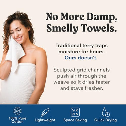 ONSEN Sculpted Terry Towel Set, 100% American Cotton, Quick Dry Lint Free, Lightweight Absorbent Face Hand Bath Towels with Hanging Loop (White, 2X Bath Towel, 2X Hand Towel, 2X Face Towel) - color: White, size: 2x Bath Towel, 2x Hand Towel, 2x Face Towel
