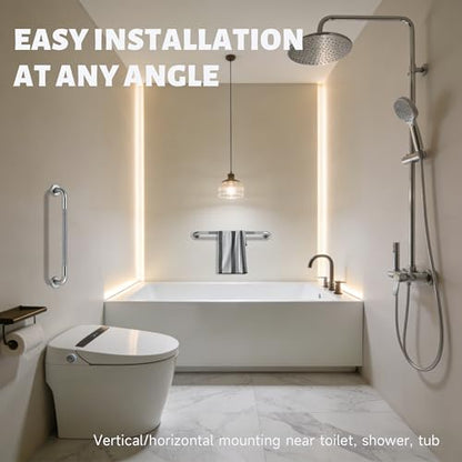 36 Inch Shower Grab Bar 1.25" Dia,Brushed Nickel Anti Slip Bathroom Grab Bar, 304 Stainless Steel Knurled Handicap Grab Bars, Safety Support Handrail, Bath Shower Handle for Elderly Injury Senior