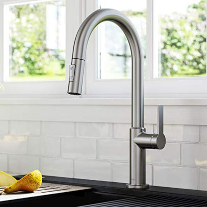 KRAUS Oletto Single Handle Pull Down Kitchen Faucet in Spot Free Stainless Steel, KPF-2820SFS - color: Spot Free Stainless Steel, style: Pull Down Faucet