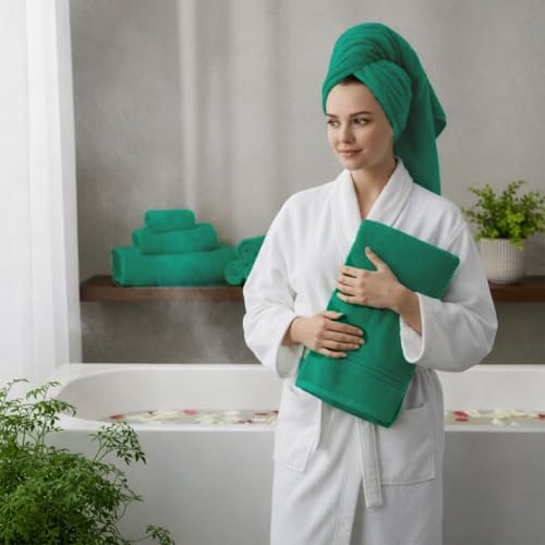 8 Piece Bath Towels for Bathroom - 100% Cotton, Soft Absorbent Bathroom Towels Set - 2 Extra Large Bath Towels, 2 Hand Towels & 4 Washcloths - Hotel Spa Thick Plush Towel, Kelly Green - color: Kelly Green (Pack of 8)