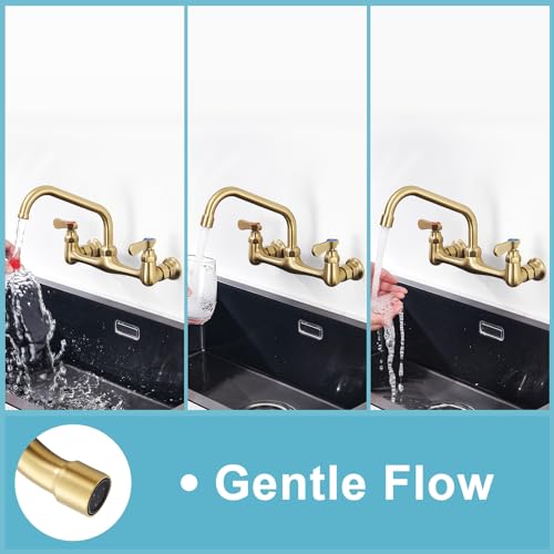 Wall Mount Commercial Sink Kitchen Faucet 8 Inch Adjustable Center | 8 Inch 360 Swivel Spout, Lead-free Brass, For Restaurant Laundry Utility Room, Easy to Install, CUPC NSF Certified - color: Black, size: 8 Inch Spout