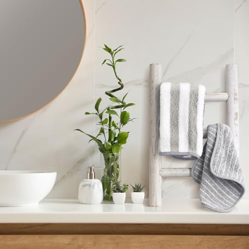 Cinnvoice 2 Pcs Wooden Tea Towel Ladder Rustic Hand Towel Stand Rack Mini Countertop Towel Stand Farmhouse Wood Counter Towel Holder for Bathroom Country Kitchen Office (White) - color: White