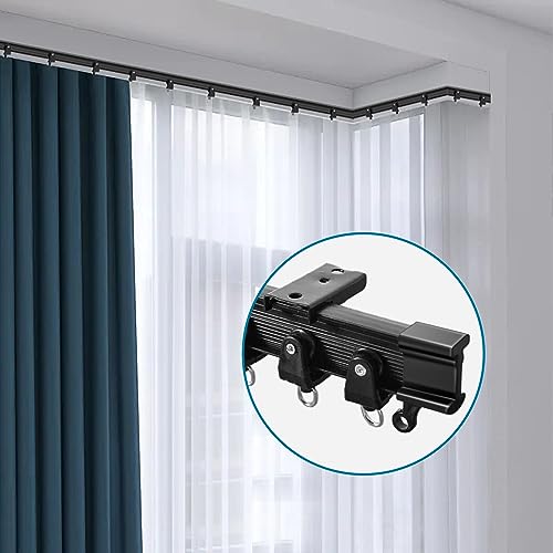 Flexible Bendable Curtain Track End Caps, Set of 4 Curved Siding Ceiling Wall Mount Black Curtain Rail Ends Stops - color: Black, size: 4pcs end caps