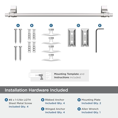 Amerock Davenport Polished Nickel 18 inch (457 mm) Center-to-Center Towel Bar, BH36053PN - color: Polished Nickel, size: 18 Inch (457 mm)
