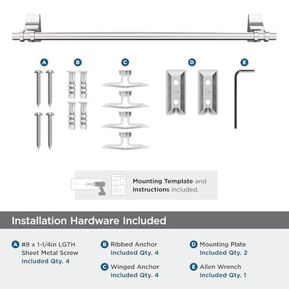 Amerock Davenport Polished Nickel 18 inch (457 mm) Center-to-Center Towel Bar, BH36053PN - color: Polished Nickel, size: 18 Inch (457 mm)