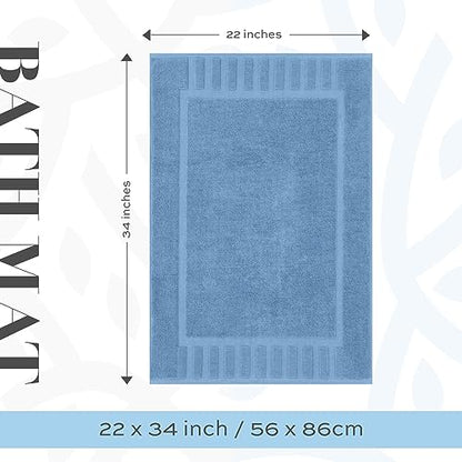 White Classic Luxury Bath Mat Floor Towel Set - Absorbent Cotton Hotel Spa Shower/Bathtub Mats [Not a Bathroom Rug] 22"x34" | 2 Pack | Light Blue - color: 13: Light Blue