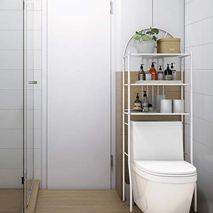 Tangkula Bathroom Space Saver, 3-Tier Over the Toilet Storage Rack, Bathroom Organizer with Metal Frame Shelf for Home Bathroom Laundry, 23 x 13 x 68 Inches, White