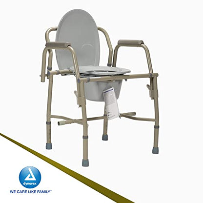 Dynarex Drop-Arm Folding Commode is a 3 in 1 Portable Toilet with Drop Arms for Increased User Safety, Use Free Standing, Grey, 1 Drop-Arm Folding Commode - size: Drop-Arm