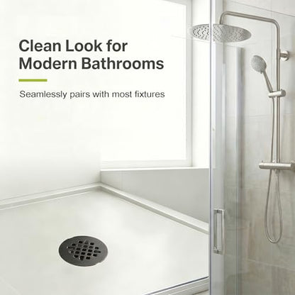 Shower Drain Cover Snap-in Hair Catcher - Bronze 2 Pack | Stainless steel, 4-1/4" OD round, Fits 2-7/8" pin spacing, Easy install no tools, Oil rubbed bronze, shower grate strainer. - color: Oil Rubbed Bronze