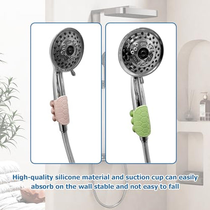 2 Pack Premium Silicone Shower Head Holder Bracket Movable relocatable Universal Suction Cup Hand Shower Holder Bracket no Drilling Strong Suction mounting Stand