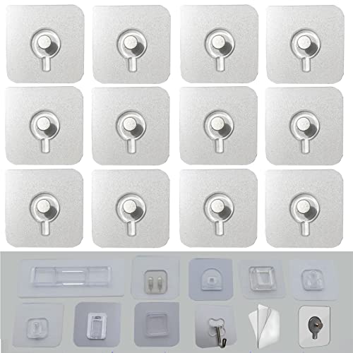 12 PCS Wall Mounted Replacement Sticky Pads for Kitchen Bathroom Shower Caddy Organizer Rack Holder Nail Free Adhesive Hooks (No Trace Nails) - color: No Trace Nails