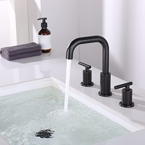 ChiLDano Oil Rubbed Bronze Bathroom Faucet 3 Hole, 3 Hole Faucet with Drain | 2 Handle Rubbed Bronze Widespread Bathroom Sink Faucet, Bronze Sink Faucet Bathroom Widespread CH3166ORB - color: Oil Rubbed Bronze