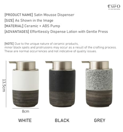EMPO Ceramic Embossed Press Foam Hand Soap Dispenser - 300ml Large Capacity Facial Cleansing Bottle and Liquid Soap Dispenser for Kitchen Bathroom with Mousse Lotion Pump (White) - color: White