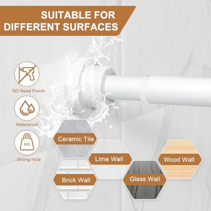 White Spring Tension Rod 28-50In 2PCS,No Drill Non-Slip Curtain Rod | No-drilling Spring Loaded Curtain Rod, Non-slip Non-Rust Extendable Rod for Windows and Bathroom - color: White-2PCS, size: 28"-50"