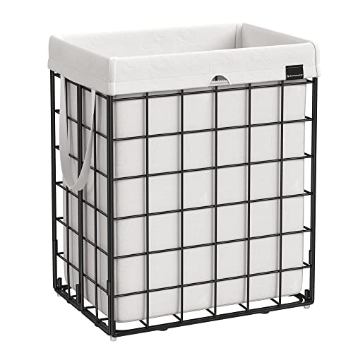 SONGMICS Laundry Hamper, 23.8 Gal. (90L) Laundry Basket, Collapsible Clothes Hamper, Black and White ULCB190W01 - color: Cream White, size: 90 L