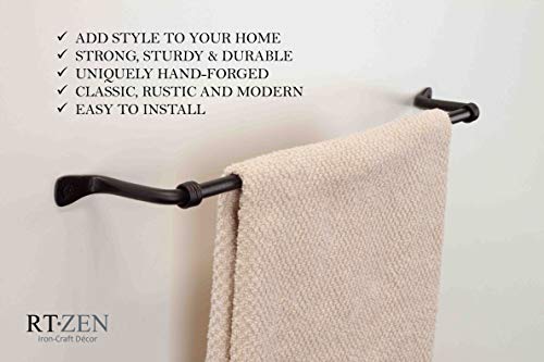 Farmhouse Bathroom Towel Holder Wall Mount, Matte Black Decoration | Wrought Iron Metal Towel Bar Rod, Handmade Home Decor Kitchen Hanger Organizer (17'' - Fits 14.5 Inch Towels) - size: Medium, style: Axe