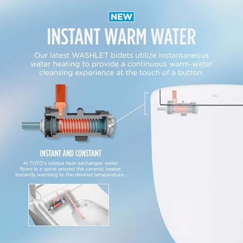 TOTO® WASHLET® S5 Electronic Bidet Toilet Seat with Instantaneous Water Heating, PREMIST and EWATER+ Wand Cleaning, Elongated, Cotton White - SW3446#01 - color: Cotton White, size: Elongated