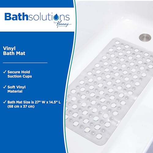 Kenney KN67245 Vinyl Bubble Bath Mat, Shower Mat, Tub Mat with Suction Cups and Large Drain Holes for Use Inside the Bathroom Shower, 27" L x 14.5" W, Gray - color: Gray