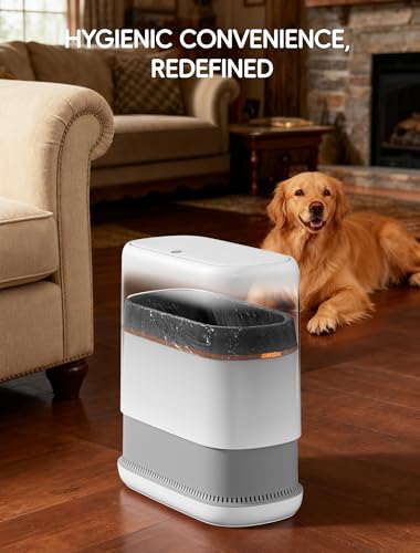 Dog Proof Small Bathroom Trash Can with Lid, Slim Press Top Garbage Can, Narrow White Plastic Waste Basket, for Bathroom Bedroom Office 4.8 Gal with 5 Rolls 75 Trash Bags