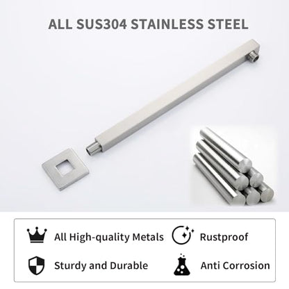 Shower Arm Extender Shower Head Extension Arm With Flange【SUS304 Stainless Steel】Rain Shower Head Extension Replacement 16 Inches Wall Mount Square Brushed Nickel, SA1-BN - color: Brushed Nickel