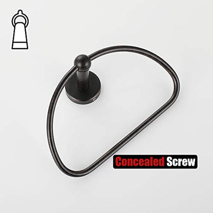 JQK Towel Ring Oil Rubbed Bronze, Stainless Steel Half Ring Towel Holder for Bathroom, 7 Inch ORB Wall Mount, TR160-ORB - color: Oil Rubbed Bronze