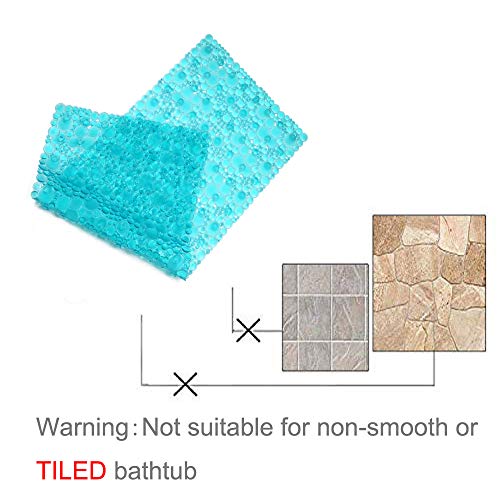Pebble Bathtub Shower Mat Non Slip 34.2"x15.7", Transparent Green | Extra Long Bath Mat for Tub Non Slip, Machine Washable, Shower Mats for Inside Shower, Bathroom Mat, with Suction Cups - color: Transparent Green