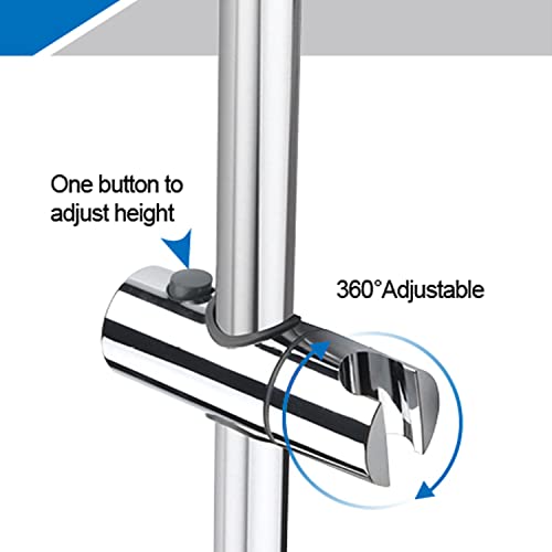 Chrome Shower Slide Bar, Bathroom Shower Slide Bar with Adjustable Handheld Shower Holder, Stainless Steel Slide Slide Bar Wall Mount - color: Chrome