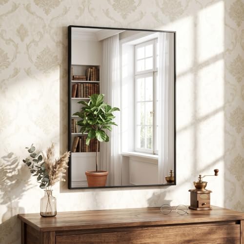 HARRITPURE 20"x30" Rectangle Bathroom Mirror, Gold Vanity Wall Mirror | Aluminum Alloy Frame Wall Mirror, Horizontal or Vertical Wall Mount for Entryway Bedroom Living Room - size: 30"L x 20"W