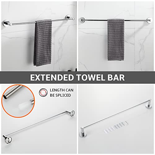BGL Bathroom Hardware Set Chrome Bathroom Accessory Set Towel Bar 8 Pieces Set - color: Chrome, size: 8 PIECES