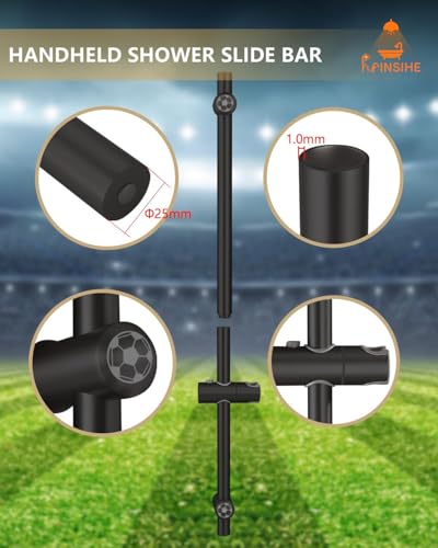 Shower Slide Bar 32-Inch Segmental Sliding Slide bar with Adjustable Handheld Shower Head Holder, Install Distance 20-28 Inch, Screw Wall Mounted for Bathroom Outdoor, Black