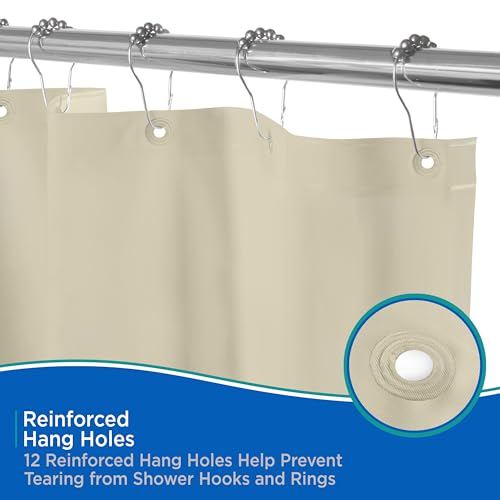 Kenney KN61436 Lightweight 3 Gauge Waterproof PEVA Shower Curtain Liner with Durable Eyelet Hang Holes and Weighted Magnetic Hem for Bathroom, 70" W x 72" H, Taupe, 1-Pack - color: Taupe, size: 70"W x 72"L (Pack of 1)