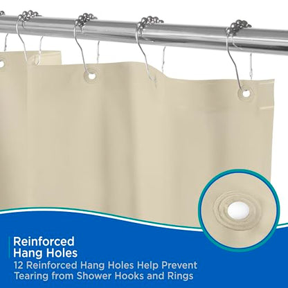 Kenney KN61436 Lightweight 3 Gauge Waterproof PEVA Shower Curtain Liner with Durable Eyelet Hang Holes and Weighted Magnetic Hem for Bathroom, 70" W x 72" H, Taupe, 1-Pack - color: Taupe, size: 70"W x 72"L (Pack of 1)