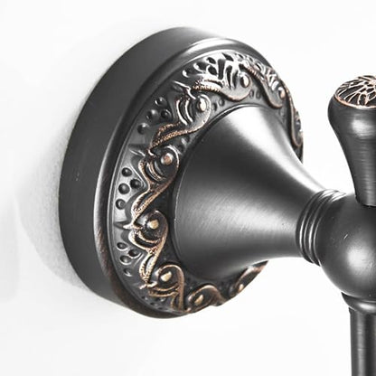 Antique Bronze Brass Bath Towel Hooks, Wall Mounted Bathroom Hardware Accessories,Pattern Carving Design - color: Robe Hook