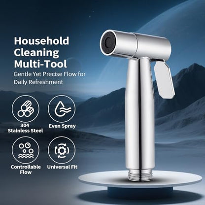 BARROCK 2 Pack Bidet Sprayer Head Only, Stainless Steel Handheld Shattaf Jet Spray for Toilet, Baby Cloth Diaper Sprayer with Adjustable Water Pressure Control, Chrome - color: Chrome