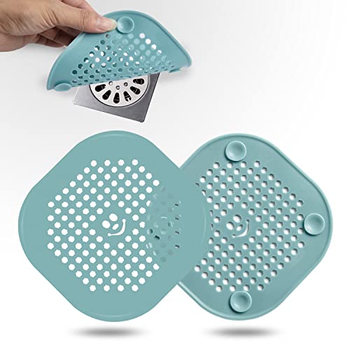 Drain Cover Hair Catcher Drain Plug Hair Stopper Drain Protector for Shower Bathroom Accessories Bathtub Deep Light Blue 2 Pack - color: Blue